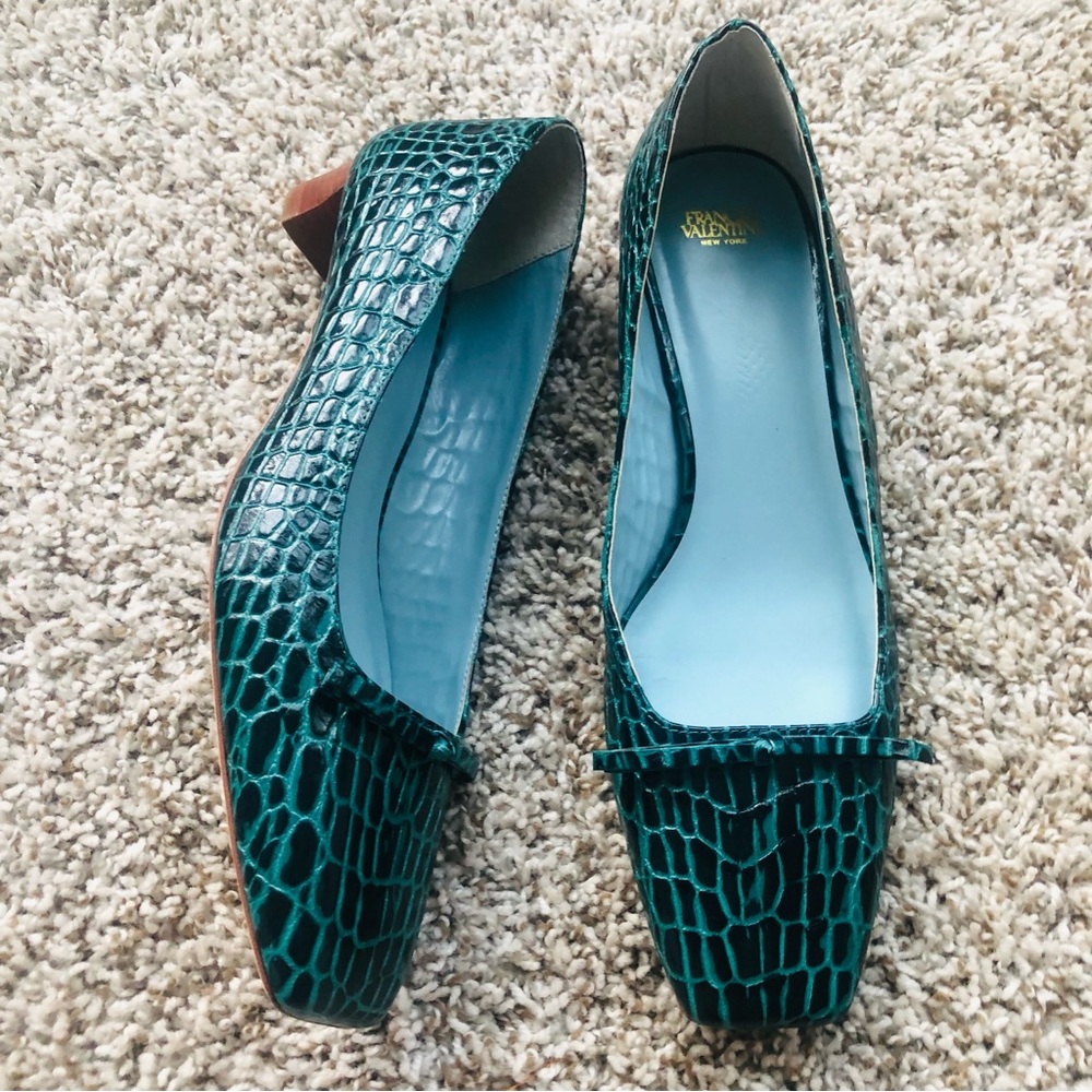 Frances Valentine Mary Mini Block Heel Croc pumps
